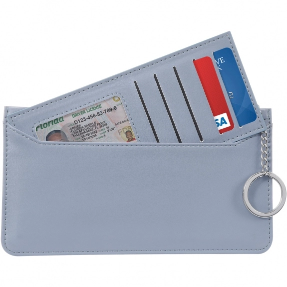 Back - In Use Leatherette Zippered Custom Wallet w/ Keychain