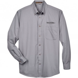 Harriton Easy Blend Custom Long Sleeve Twill Shirt - Men's - Dark Grey