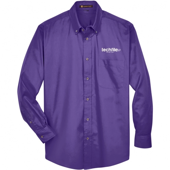 Harriton Easy Blend Custom Long Sleeve Twill Shirt - Men's - Team Purple
