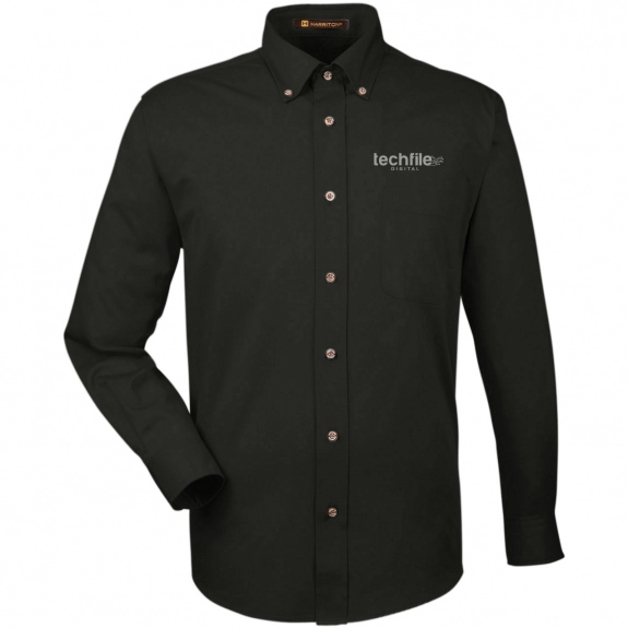 Harriton Easy Blend Custom Long Sleeve Twill Shirt - Men's - Black