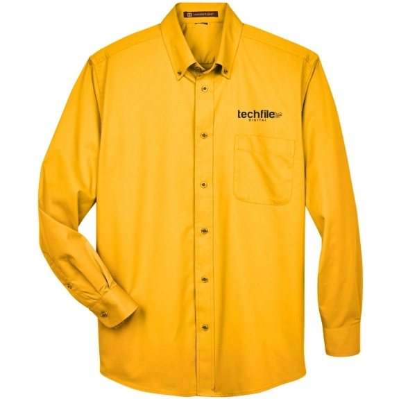 Harriton Easy Blend Custom Long Sleeve Twill Shirt - Men's - Sunray Yellow