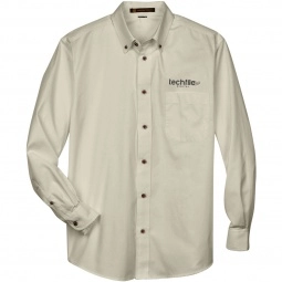 Harriton Easy Blend Custom Long Sleeve Twill Shirt - Men's - Creme