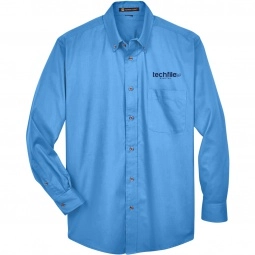 Harriton Easy Blend Custom Long Sleeve Twill Shirt - Men's - Nautical Blue