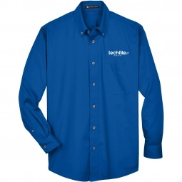 Harriton Easy Blend Custom Long Sleeve Twill Shirt - Men's - French Blue