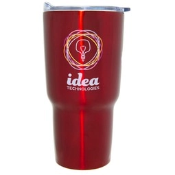 Red Full Color Vacuum Insulated Stainless Steel Tapered Custom Tumbler - 20