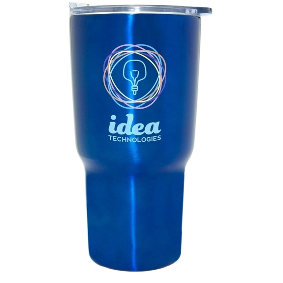 Blue Full Color Vacuum Insulated Stainless Steel Tapered Custom Tumbler - 2