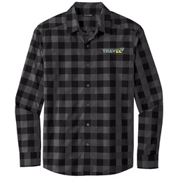 Black - Port Authority&#174; Everyday Plaid Custom Button Down Shirt