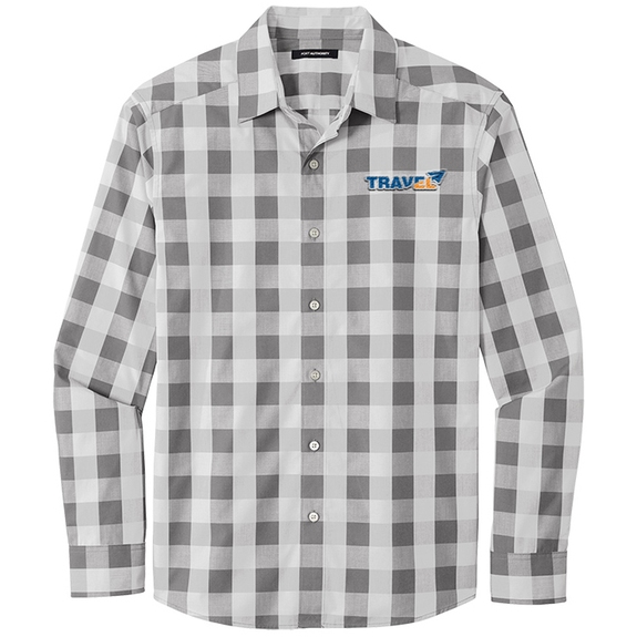 Shadow gray - Port Authority&#174; Everyday Plaid Custom Button Down Shirt