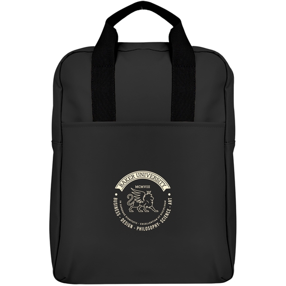 Black Evanston Custom Logo Backpack - 11.5"w x 15.75"h x 5"d