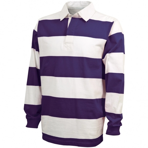 Purple/White Charles River Classic Embroidered Rugby Shirt