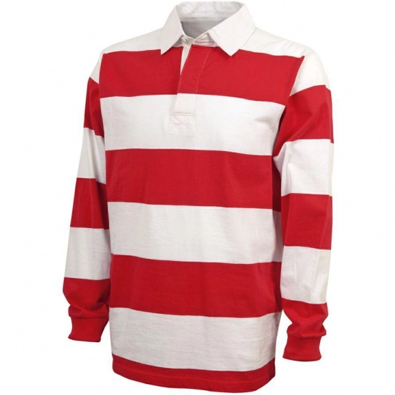 Red/White Charles River Classic Embroidered Rugby Shirt