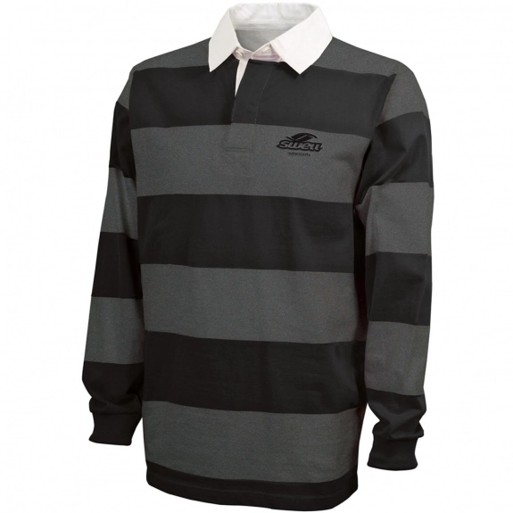 Black/Grey Charles River Classic Embroidered Rugby Shirt