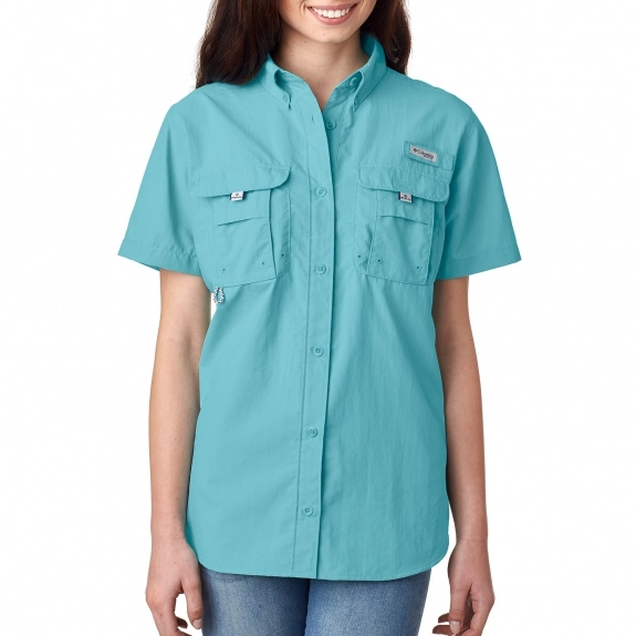Clear Blue Columbia PFG Bahama II Short Sleeve Custom Shirts 
