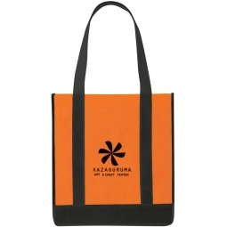 Orange/Black Non-Woven Two-Tone Custom Tote Bag - 12"w x 13"h x 8"d