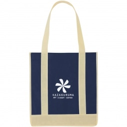 Navy/Ivory on-Woven Two-Tone Custom Tote Bag - 12"w x 13"h x 8"d