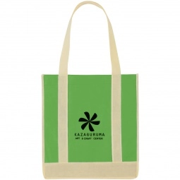 Kelly Green/ Ivory Non-Woven Two-Tone Custom Tote Bag - 12"w x 13"h x 8"d