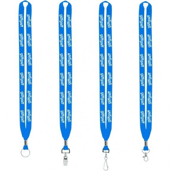 Electric Blue Polyester Crimped Custom Lanyards - .63"w