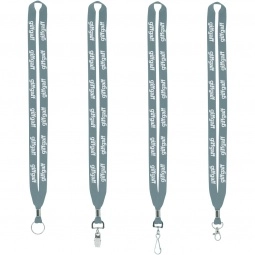 Cool Grey Polyester Crimped Custom Lanyards - .63"w