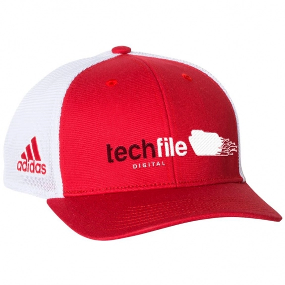 Power Red / White Adidas Mesh-Back Colorblocked Custom Cap