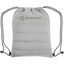 Gray Puffy Quilted Custom Drawstring Bag - 13.5"w x 17"h