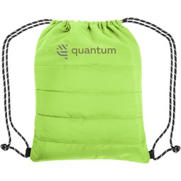 Lime Green Puffy Quilted Custom Drawstring Bag - 13.5"w x 17"h