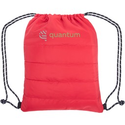 Red Puffy Quilted Custom Drawstring Bag - 13.5"w x 17"h