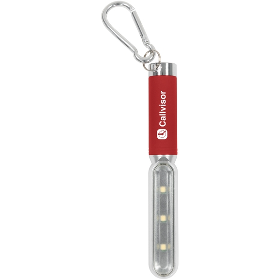 Red - Custom Logo Cob Safety Light w/ Carabiner