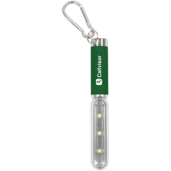 Green - Custom Logo Cob Safety Light w/ Carabiner