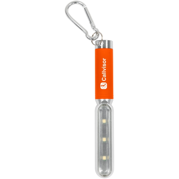 Orange - Custom Logo Cob Safety Light w/ Carabiner