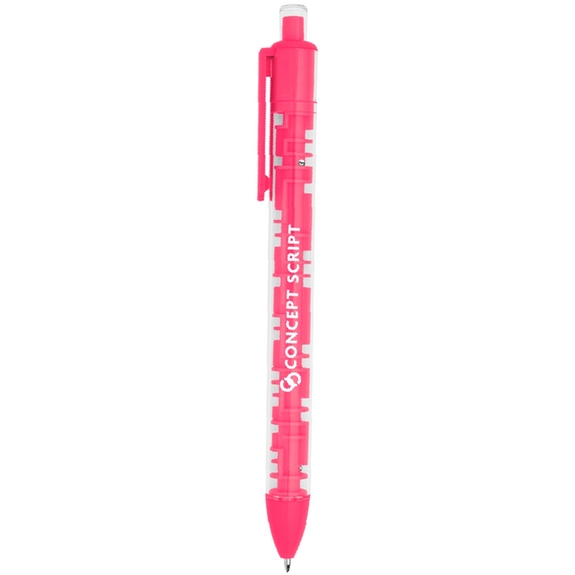 Translucent Pink A-Maze Me Custom Logo Pen