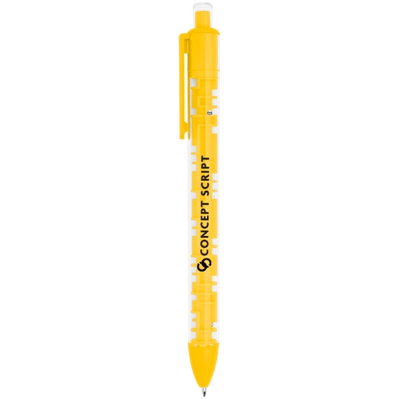 Translucent Yellow A-Maze Me Custom Logo Pen