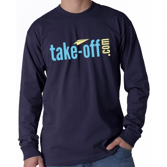 Navy Bayside Union Made Long-Sleeve Custom T-Shirt - Color