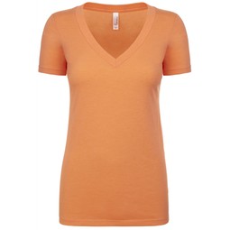 Vintage Light Orange Next Level Triblend Deep V-Neck Logo T-Shirt - Women's