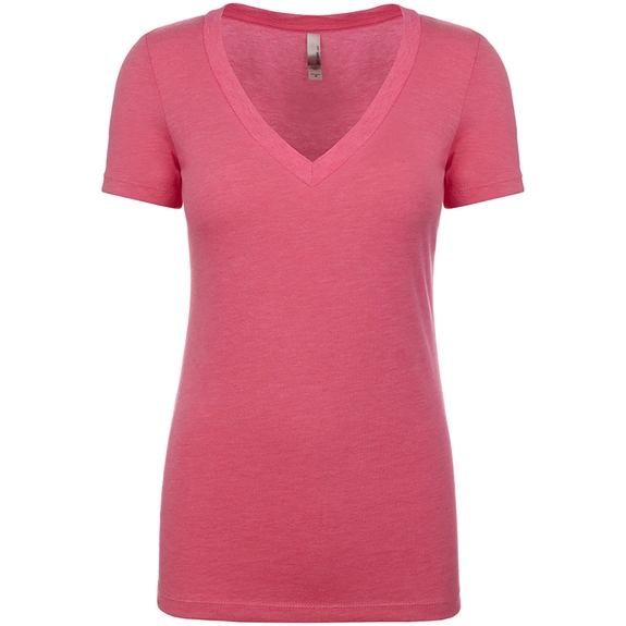 Vintage Pink Next Level Triblend Deep V-Neck Logo T-Shirt - Women's