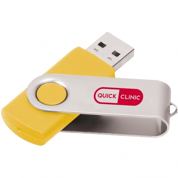 Yellow/Silver Printed Swing Custom USB Flash Drives - 32GB