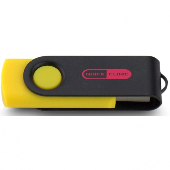 Yellow/Black Printed Swing Custom USB Flash Drives - 32GB