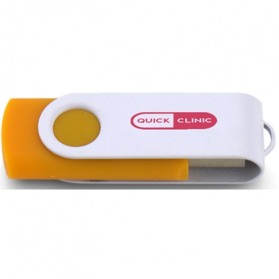 Orange/White Printed Swing Custom USB Flash Drives - 32GB