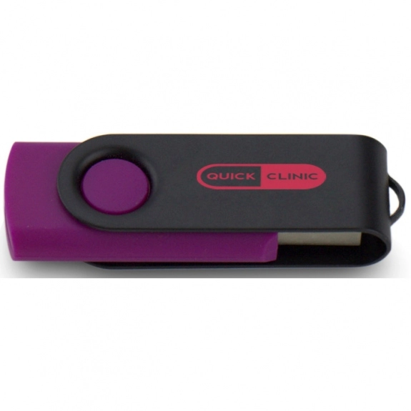 Purple/Black Printed Swing Custom USB Flash Drives - 32GB