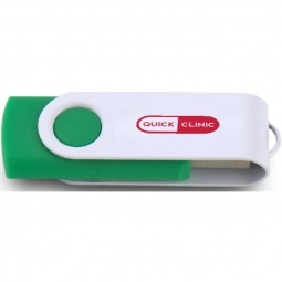 Green/White Printed Swing Custom USB Flash Drives - 32GB