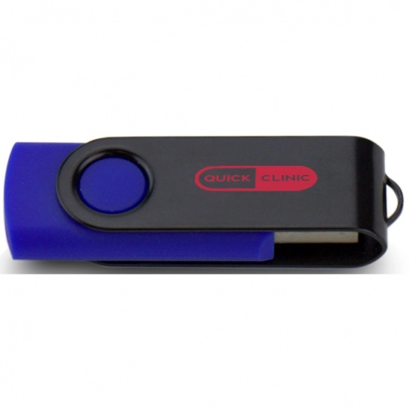 Blue/Black Printed Swing Custom USB Flash Drives - 32GB