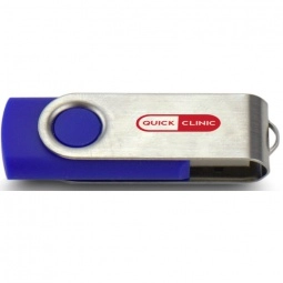 Blue/Silver Printed Swing Custom USB Flash Drives - 32GB