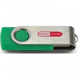 Green/Silver Printed Swing Custom USB Flash Drives - 32GB