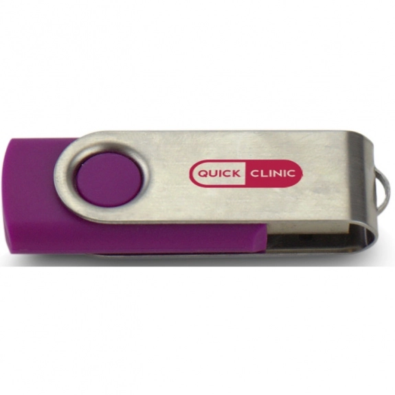 Purple/Silver Printed Swing Custom USB Flash Drives - 32GB