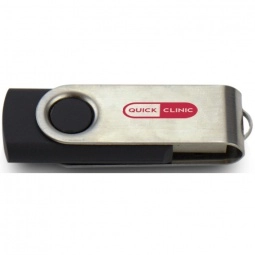 Black/Silver Printed Swing Custom USB Flash Drives - 32GB