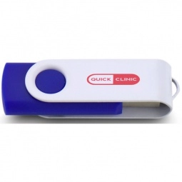 Blue/White Printed Swing Custom USB Flash Drives - 32GB