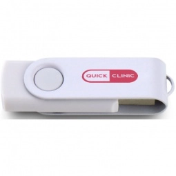 White Printed Swing Custom USB Flash Drives - 32GB