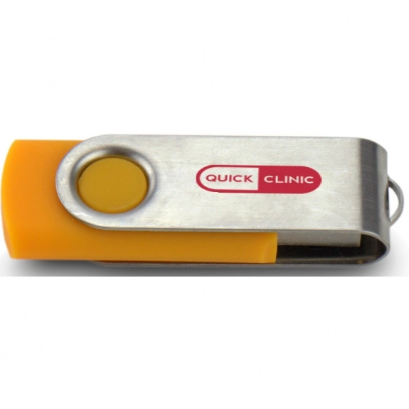 Orange/Silver Printed Swing Custom USB Flash Drives - 32GB