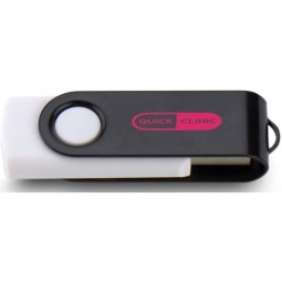 White/Black Printed Swing Custom USB Flash Drives - 32GB