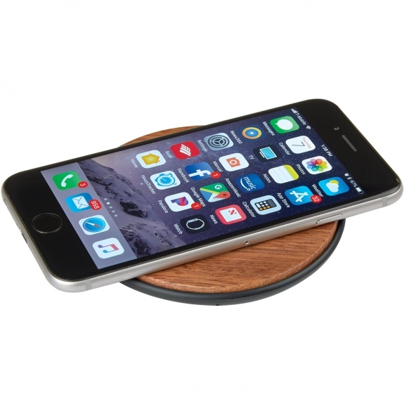 In Use - Qi Wireless Timber Custom Charging Pad
