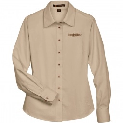 Harriton Easy Blend Custom Long Sleeve Twill Shirt - Women's - Stone